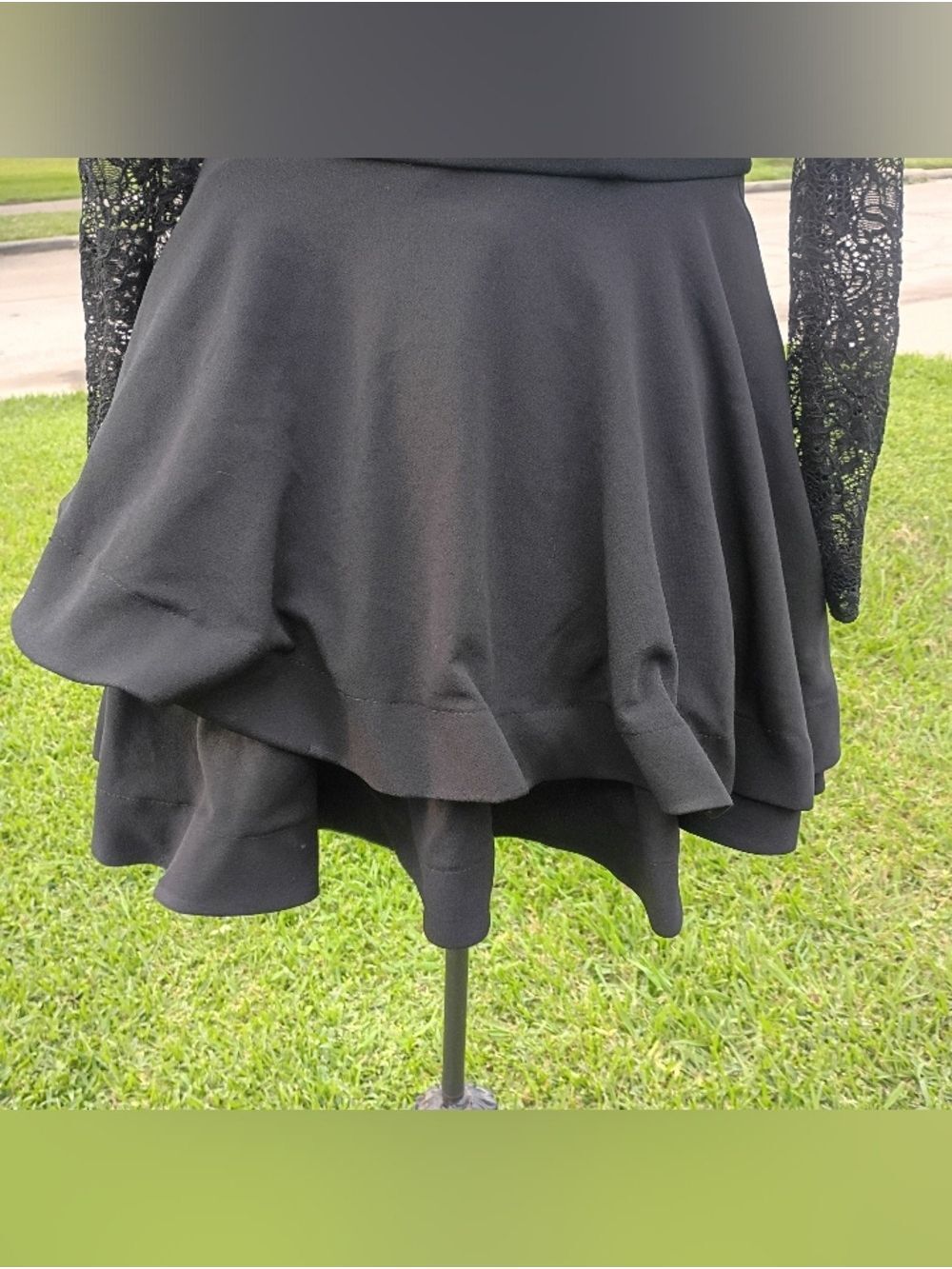 2/$10 Vintage B Darlin Black Lace Long Sleeve Fit & Flare Dress 3/4 - Picture 4 of 9